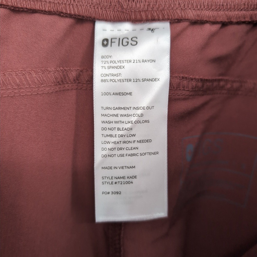 FIGS Kade Cargo Scrub Pants Burgundy Maroon Women Small - Picture 3 of 5
